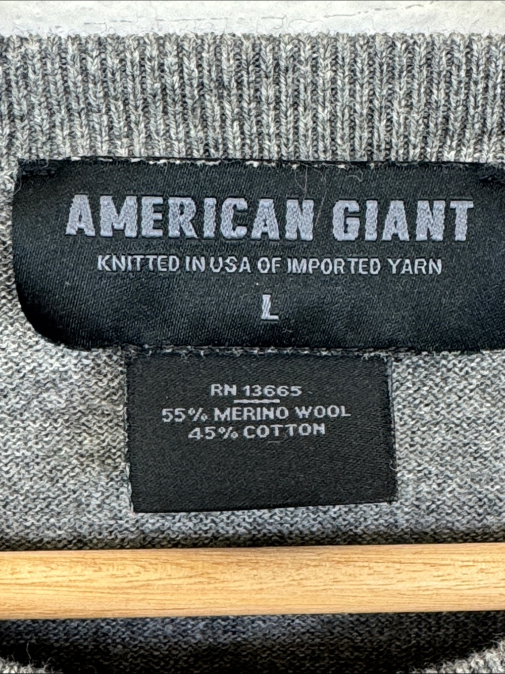 American Giant Merino Wool Cotton Crewneck Sweater Gray Size Large Made in USA - Picture 6 of 7
